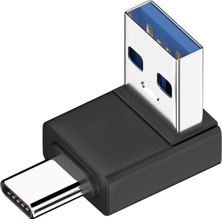Actual product image PowerGuard USB-A to USB-C 90 degree angle down adapter (male/male) (USB 3.1)