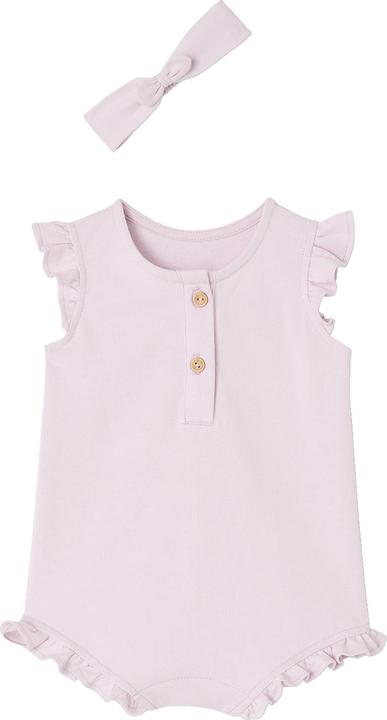 Actual product image Vertbaudet Bio-Kollektion: Mädchen Baby-Set aus Kurzoverall und Haarband (68)
