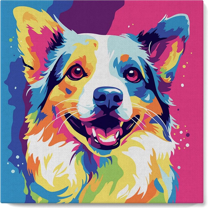 Actual product image Figured'Art Mini Paint by Numbers framed - Dog Abstract Pop Art