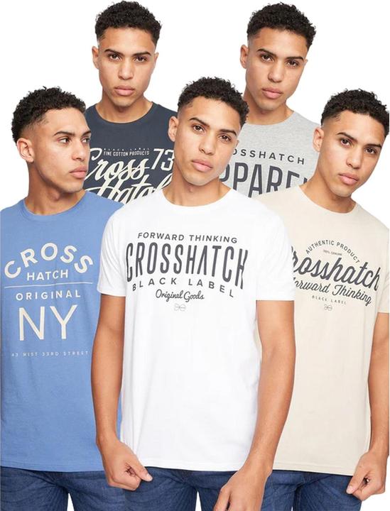 Actual product image Crosshatch Mens Chislemoore Assorted Designs T-Shirt (Pack of 5) (S)