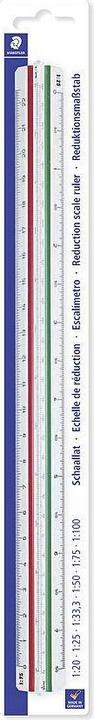 Immagine prodotto Staedtler Mars 561 98-2BK scala triangolare, plastica bianca, filetti colorati, graduazione in rilievo (33 cm, Materiale sintetico)