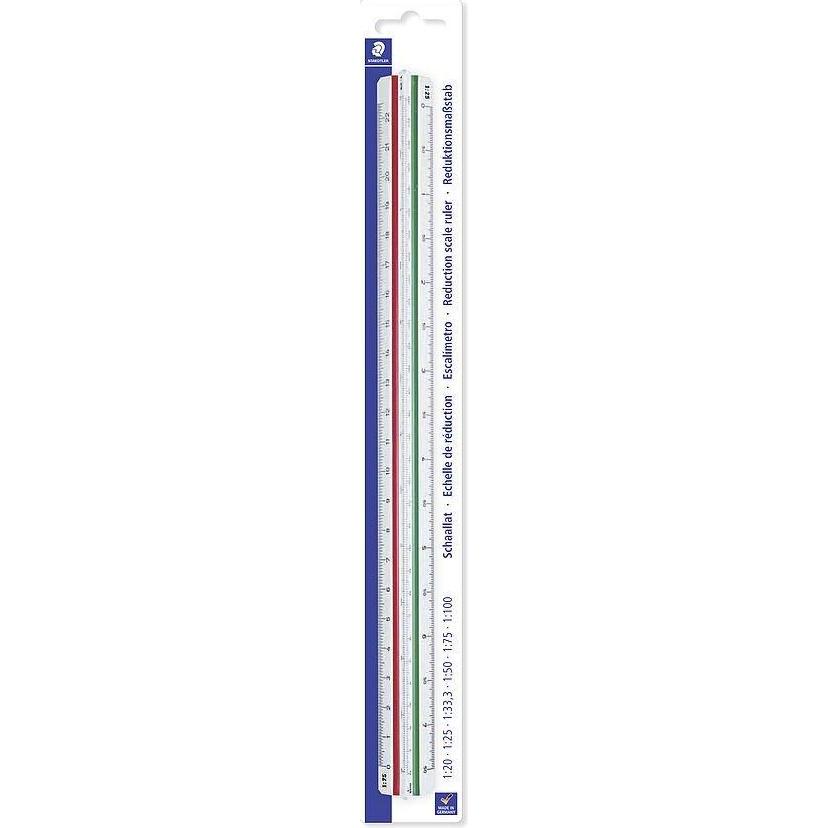 Thumbnail - Staedtler, Lineal, Dreikant-Massstab Mars 561 98-2BK, weiss aus Kunststoff, farbige Hohlkehlen, geprägte Teilung (33 mm)