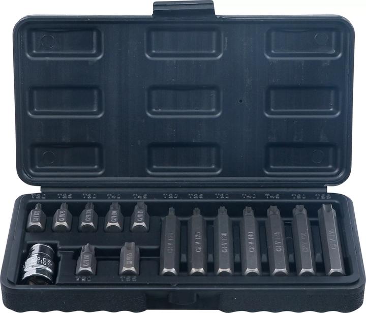 Actual product image BGS Bit Set 10 mm (3/8") Drive T-Star (for Torx) 15 pcs. (Hexagon socket TX, Hexagonal)