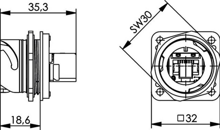 Produktbild Telegärtner RJ45 Steckverbinder STX V1 Flanschset Variante 1 (Netzwerk Kupplung)