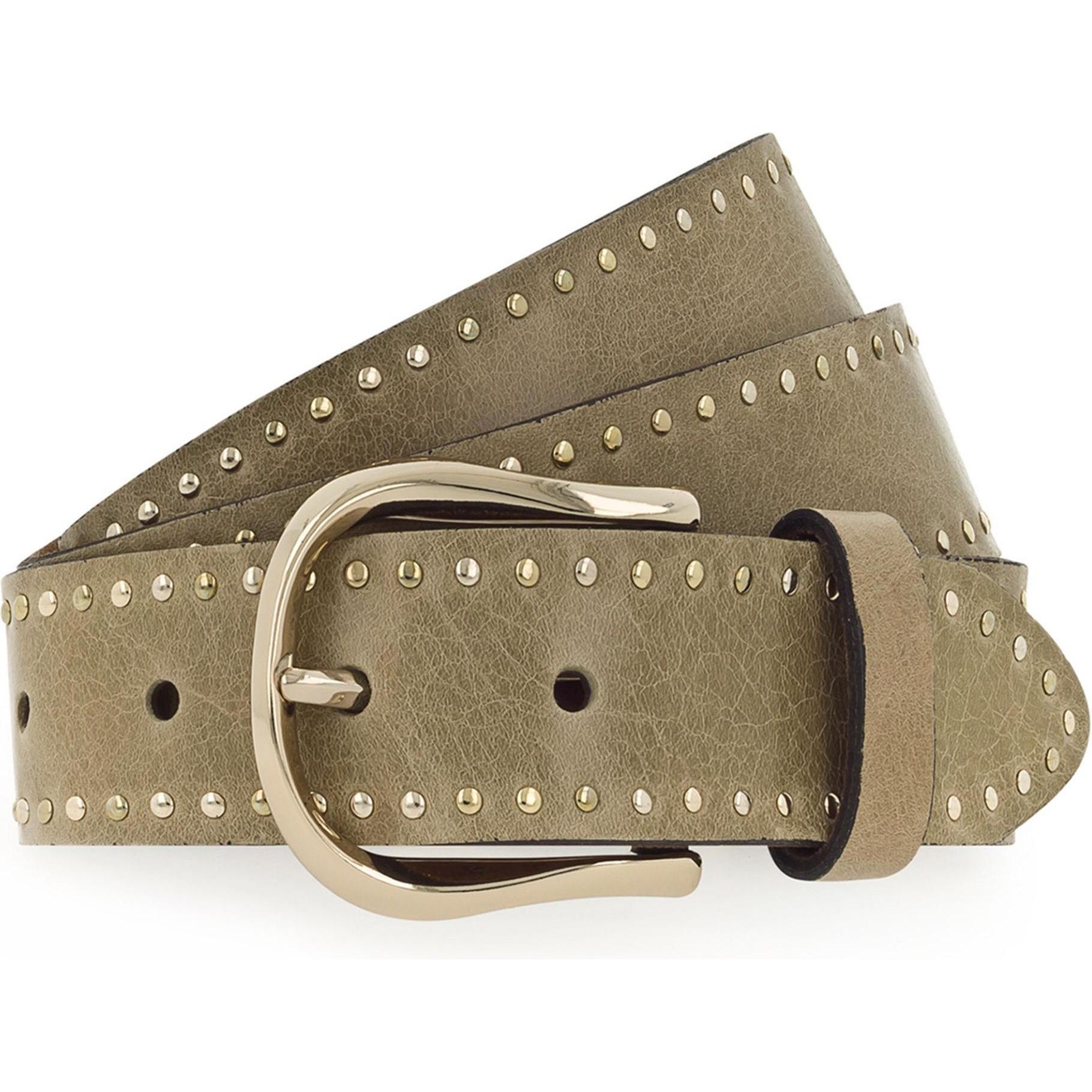 B.Belt, Damen, Gürtel, Nietengürtel Leder, Grün, (90)