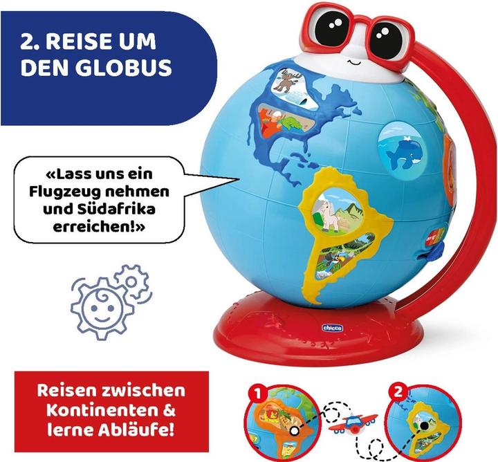 Actual product image Chicco Edu Globe, educational German-speaking globe, for learning geography, music, knowledge (German)