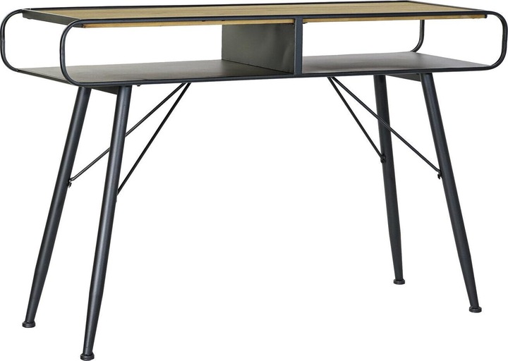 Actual product image DKD Home Decor Console Black Metal Fir Light brown (120 x 38 x 78 cm)