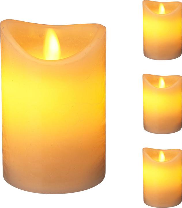 Mojawo 4x LED Stumpenkerze Adventskranz Kerze Echtwachs Ø7x10cm Weiss Batterie (4 x)