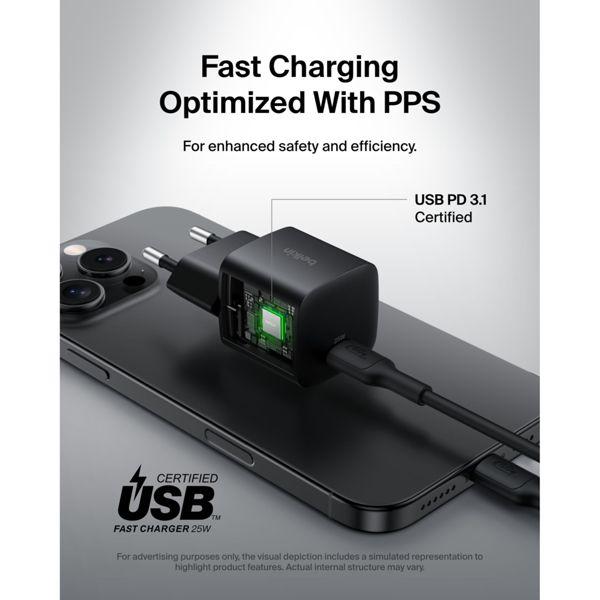 Actual product image Belkin BOOST Charge 25W USB-C sw Lad.PD/PPS 1m K. WCA012kq1MBK-B6 (25 W)