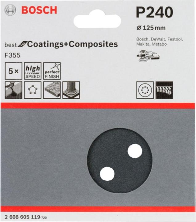 Produktbild Bosch Professional Zubehör PRO F355 Schleifblatt, 125 mm, G240 (P240)