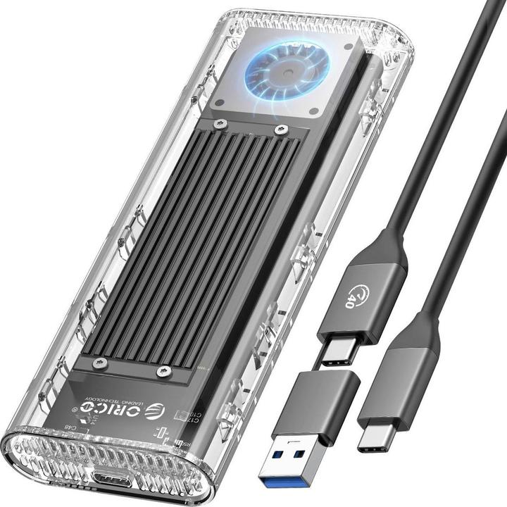 Actual product image Orico M.2 NVME Enclosure 40Gbps Gaming User+Video Editor (Silver) (M.2)