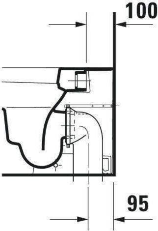 Produktbild Duravit Stand-WC HAPPY D.2 BACK-TO-WALL tief 365x570mm Abgang waagerecht weiss WG