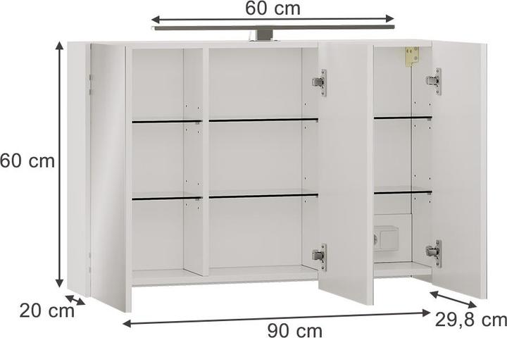 Produktbild Vichy Badspiegelschrank Lavio, Weiss, 90 x 60 cm mit LED-Beleuchtung (90 x 60 x 20 cm)