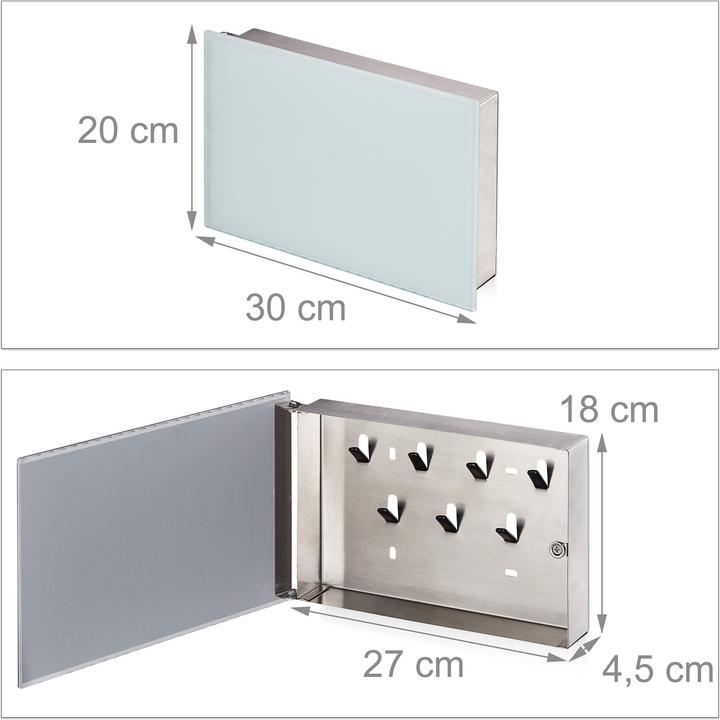 Actual product image Relaxdays Key box glass magnetic board (30 x 5.5 x 20 cm)