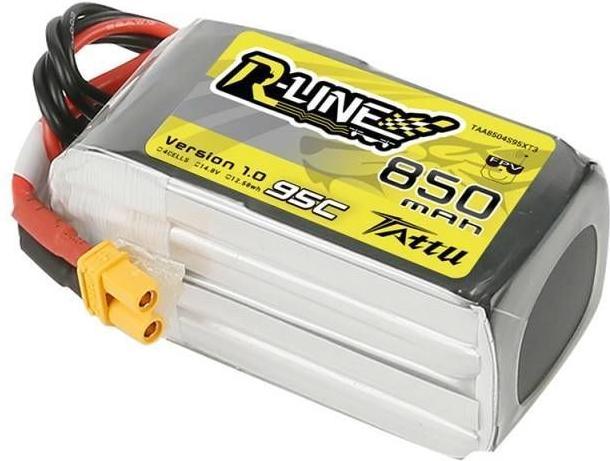 Actual product image Tattu RC Battery LiPo 850 mAh 14.8 V 95C R-Line (14.80 V, 850 mAh)