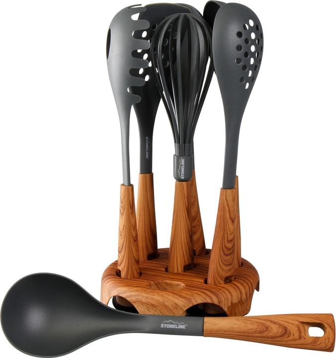 Produktbild Stoneline Back to Nature Küchenhelfer-Set, 8-tlg., in drehbarem Aufbewahrungsständer