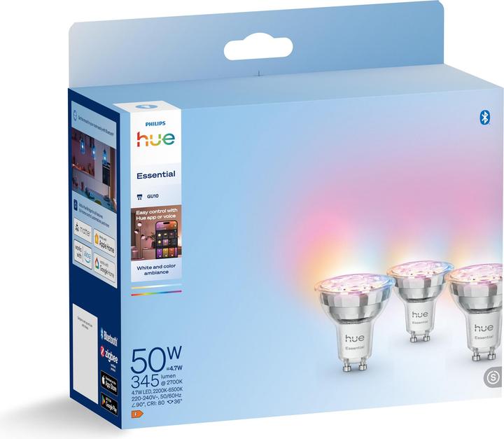 Actual product image Philips Hue Essential White & Color Ambiance (GU10, 4.70 W, 345 lm, 3 x, F)