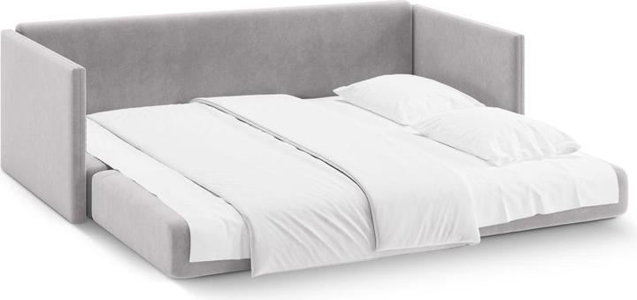 Actual product image Cosmopolitan Design Velvet Sofa With Bed Function, "Shannon", 3 Seats, Light Grey, 209x94x87 Made in Europe (3-seater)
