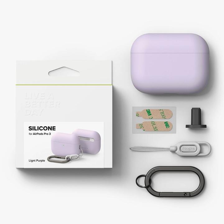 Actual product image Ringke - Silicone - Apple AirPods Pro 3 - Light Purple (Charging case cover)