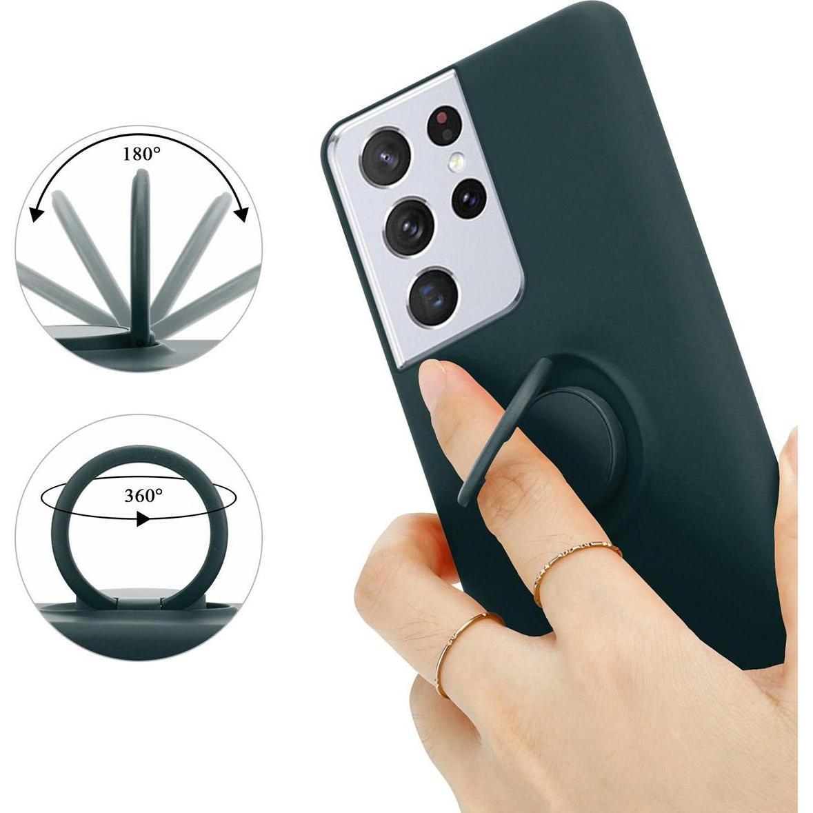 Thumbnail - Cadorabo TPU Liquid Ring Silicone Case Hülle (Samsung Galaxy S21 Ultra), Smartphone Hülle, Grün