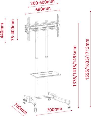 Actual product image G.B.S. Elettronica PRO-3770 177.8 cm (70') Black (70", 40 kg)
