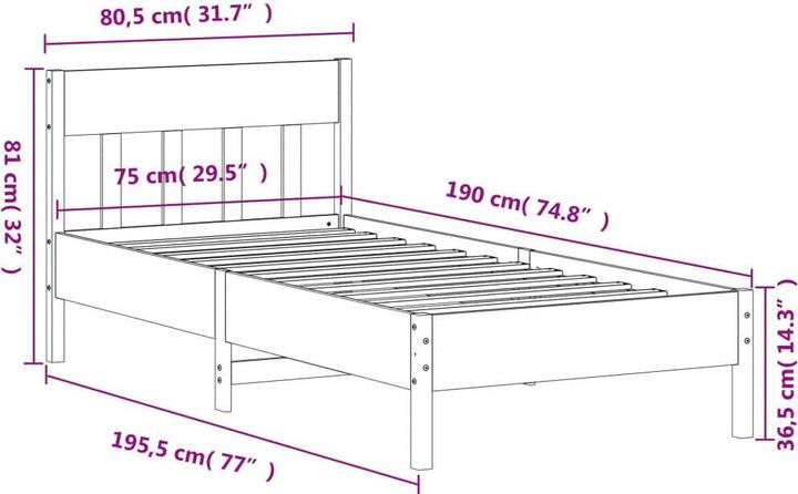 Image du produit vidaXL Bettgestell (75 x 190 cm)