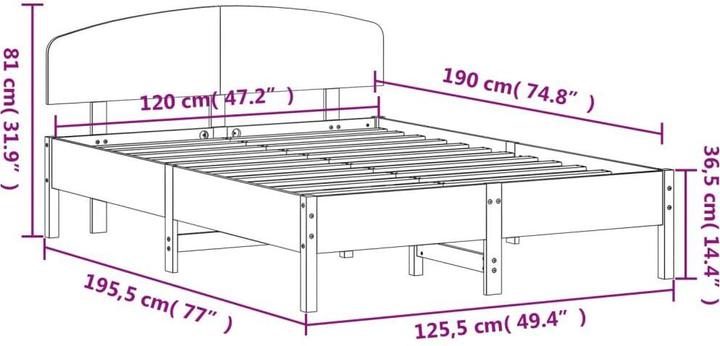 Produktbild vidaXL Bettgestell (120 x 190 cm)