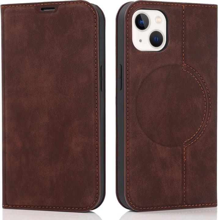 Actual product image Cover-Discount iPhone 15 Plus - MagSafe Flip Case RFID dark brown (Apple iPhone 15 Plus)