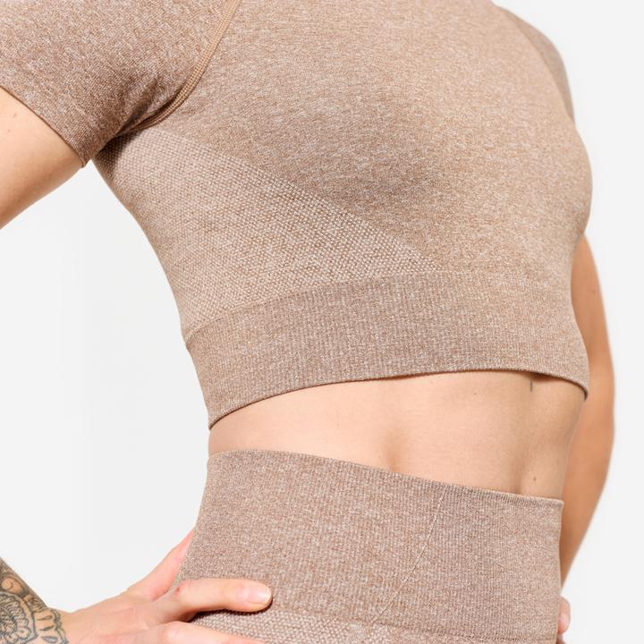 Actual product image Domyos T-Shirt Crop Top nahtloses Material - braun (M)