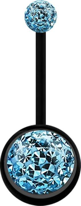 Produktbild Star Piercing Banane schwarz mit zwei Kristallkugeln aqua Epoxy Schutzschicht (ohne Messing, Kunststoff)