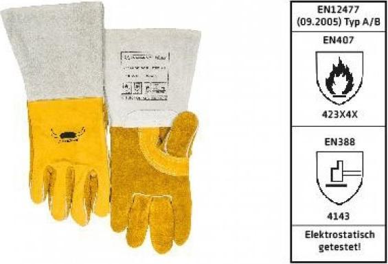 Elmag - 5-Finger-Schweisserhandschuhe WELDAS 10-2750 L MIG/MAG/MMA aus Rindnarbenleder, L=36 cm, Gr.
