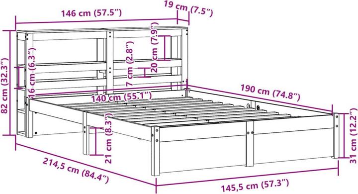 Image du produit vidaXL Bettgestell (140 x 190 cm)