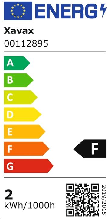 Label énergétique Xavax Lampe de l'appareil de refroidissement (E14, 2 W, 180 lm, 1 x, F)