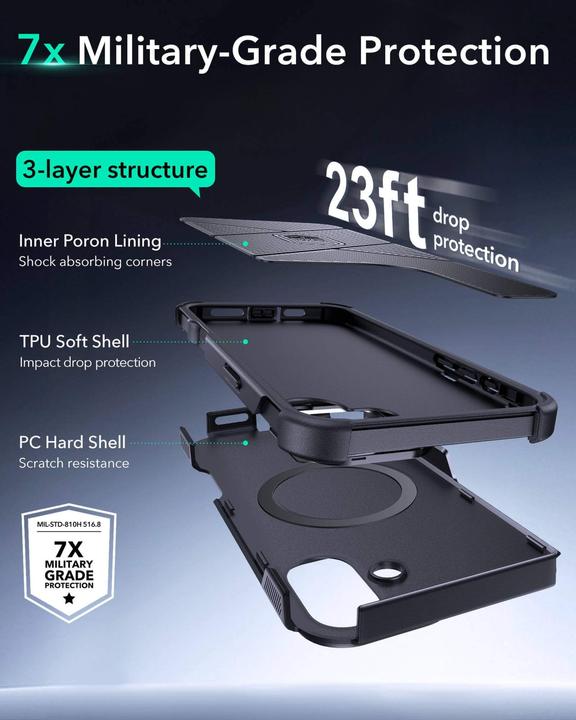 Image du produit ESR Cyber Armor HaloLock Case avec Stash Stand (Apple iPhone 16)