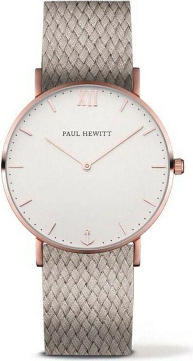 Immagine prodotto Paul Hewitt Linea Sailor Bianco Sabbia Oro Rosa Perlon Nocciola (Orologio da polso analogico, 39 mm)