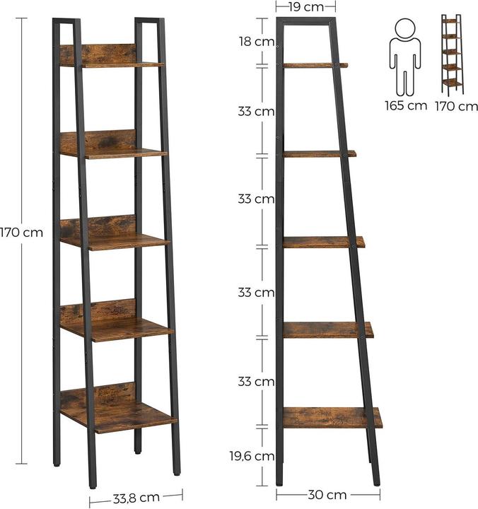 Actual product image Vasagle Bücherregal (34 x 30 x 170 cm)