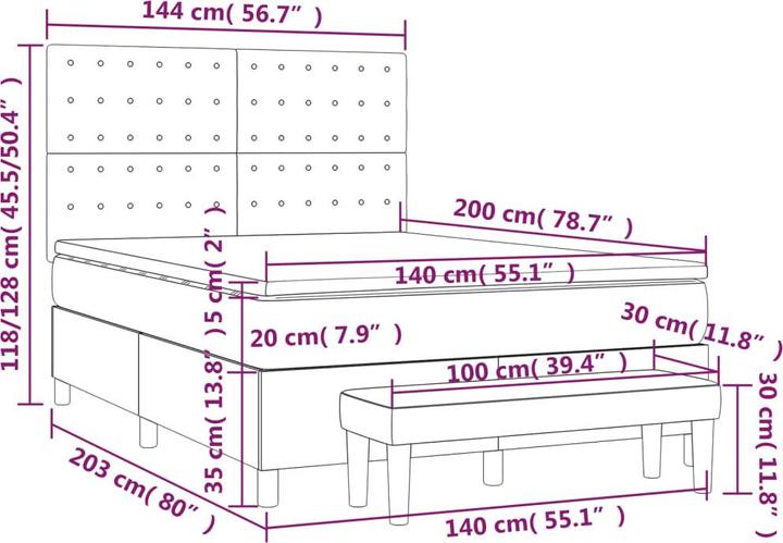 Produktbild vidaXL Boxspringbett (140 x 200 cm)