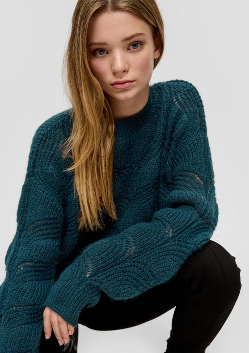 Produktbild s.Oliver Strickpullover Strickpullover mit Zopfmuster (M)