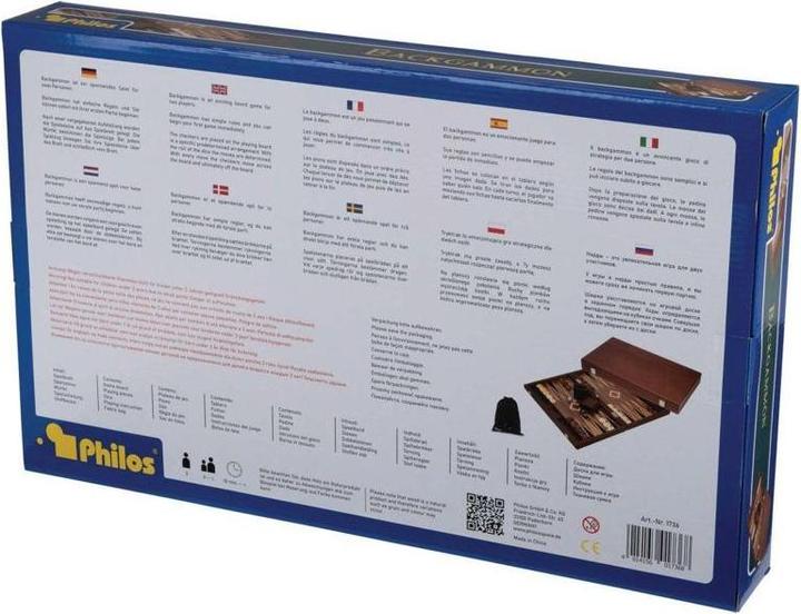 Image du produit Philos Backgammon Polyegos, grand, similicuir (Allemand, Anglais, Danois, Espagnol, Français, Italien, Néerlandais, Polonais, Russe, Suédois, 2 Joueur)