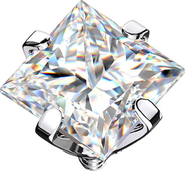 Actual product image Star Piercing Dermal Anchor silver square crystal silver set (Titanium, without brass)