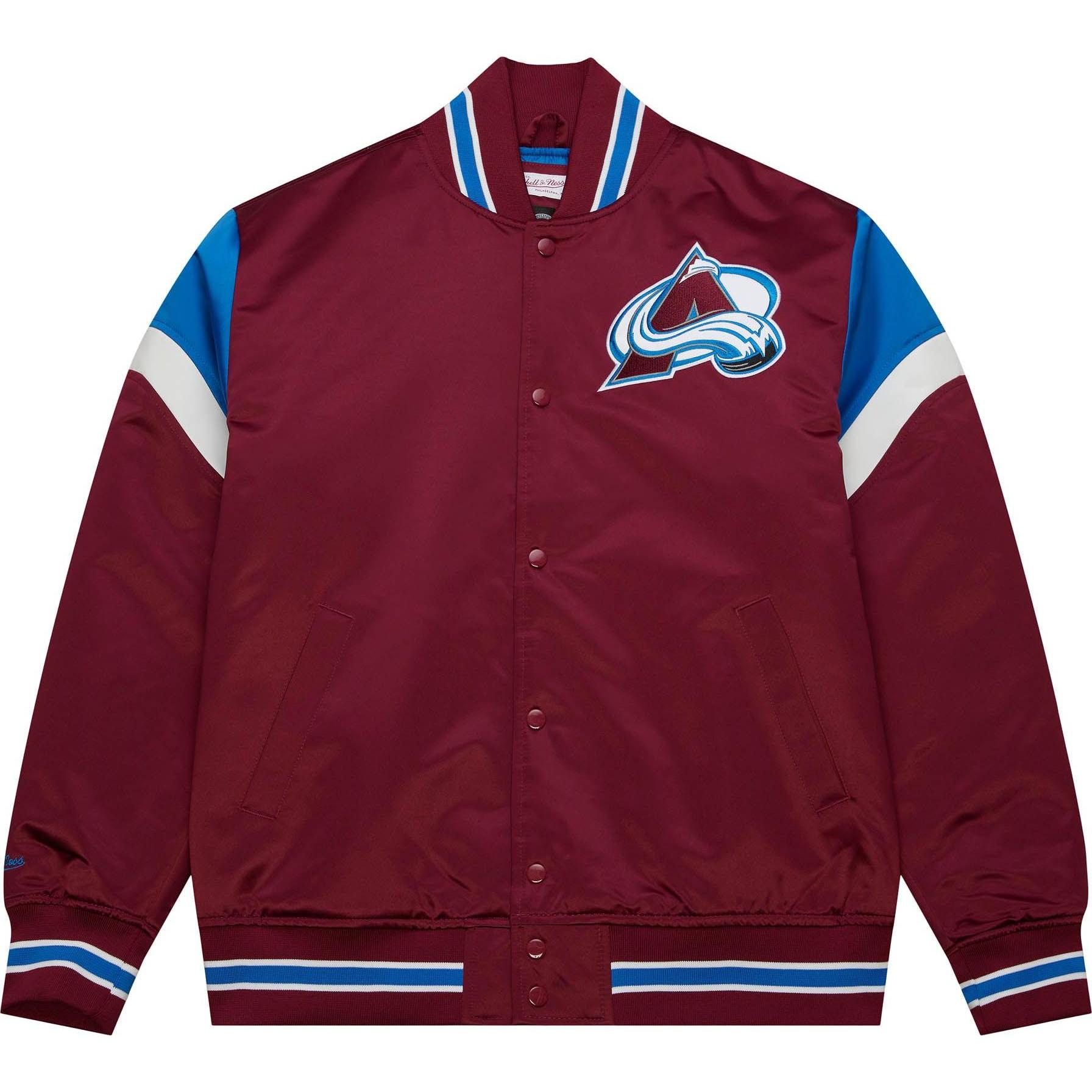 Mitchell & Ness, Herren, Jacke, M&N Heavyweight Satin Jacke NHL Colorado Avalanche - S (S), Rot, S