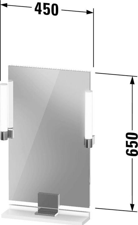 Productafbeelding Duravit Sivida Spiegel, Diamantschwarz Matt, 450x36x650mm, Aufsatzleuchte, Sensorschalter, Netzansch (45 x 65 cm)