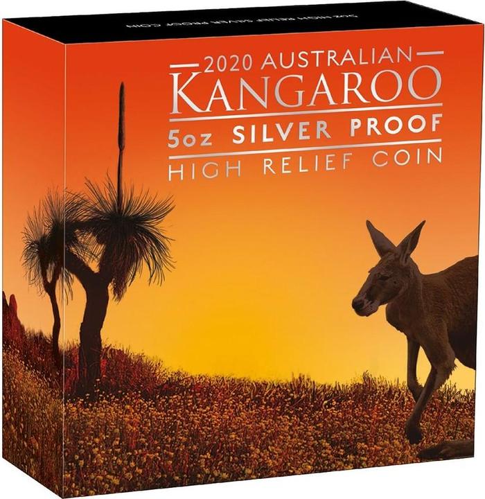 Produktbild The Perth Mint Silber 5 oz Känguru PP High Relief - 2020 (1.00, 2020)