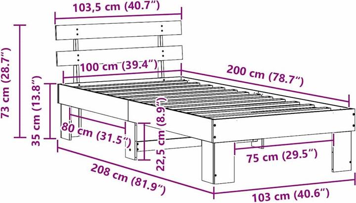 Immagine prodotto vidaXL Bettgestell (100 x 200 cm)