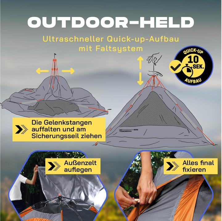 Actual product image Where Tomorrow Wurfzelt 3 Personen - Grau, Anzahl Personen: 3 (Pitching tent, 3.10 kg, 3 persons)