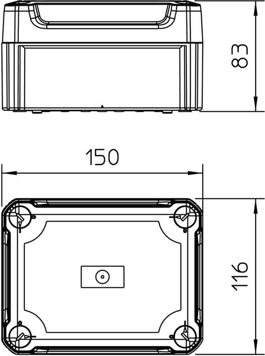 Produktbild OBO Bettermann OBO T 100 OE HD LGR Kabelabzweigkasten geschlossen mit hohem Deckel 150x116x83 l