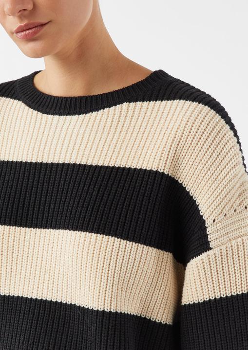 Produktbild Comma Strickpullover Ringelpullover aus Grobstrick mit dezenten Pailletten (XL)