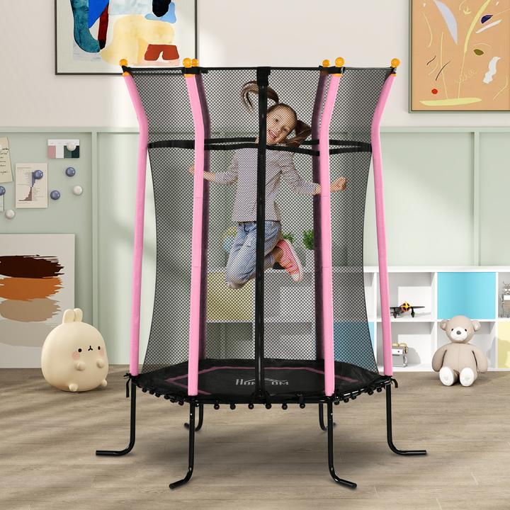 Produktbild Homcom Kindertrampolin Stahl, Kunststoff Rosa (163.50 cm)