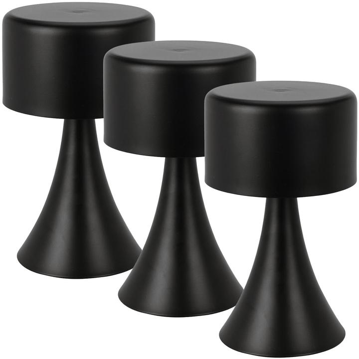Produktbild H & S Collection 3er-Set Design LED-Tischlampe, schwarz, Batteriebetrieb, 12 x 21 cm