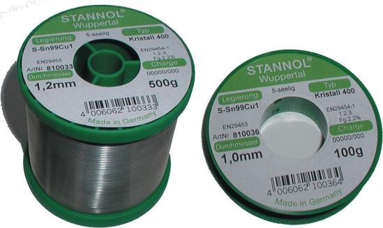 Actual product image Stannol Solder wire, 0.7mm, Sn99/Cu1, 500g